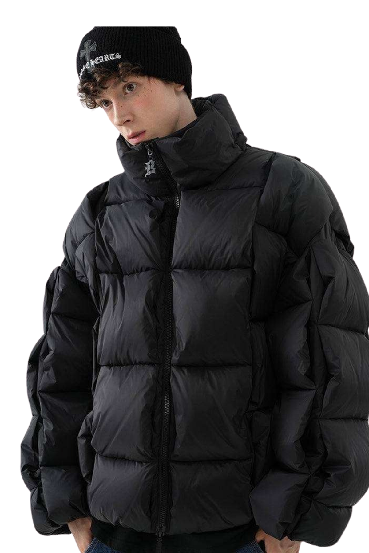 Diagramm-Pufferjacke - Schwarz