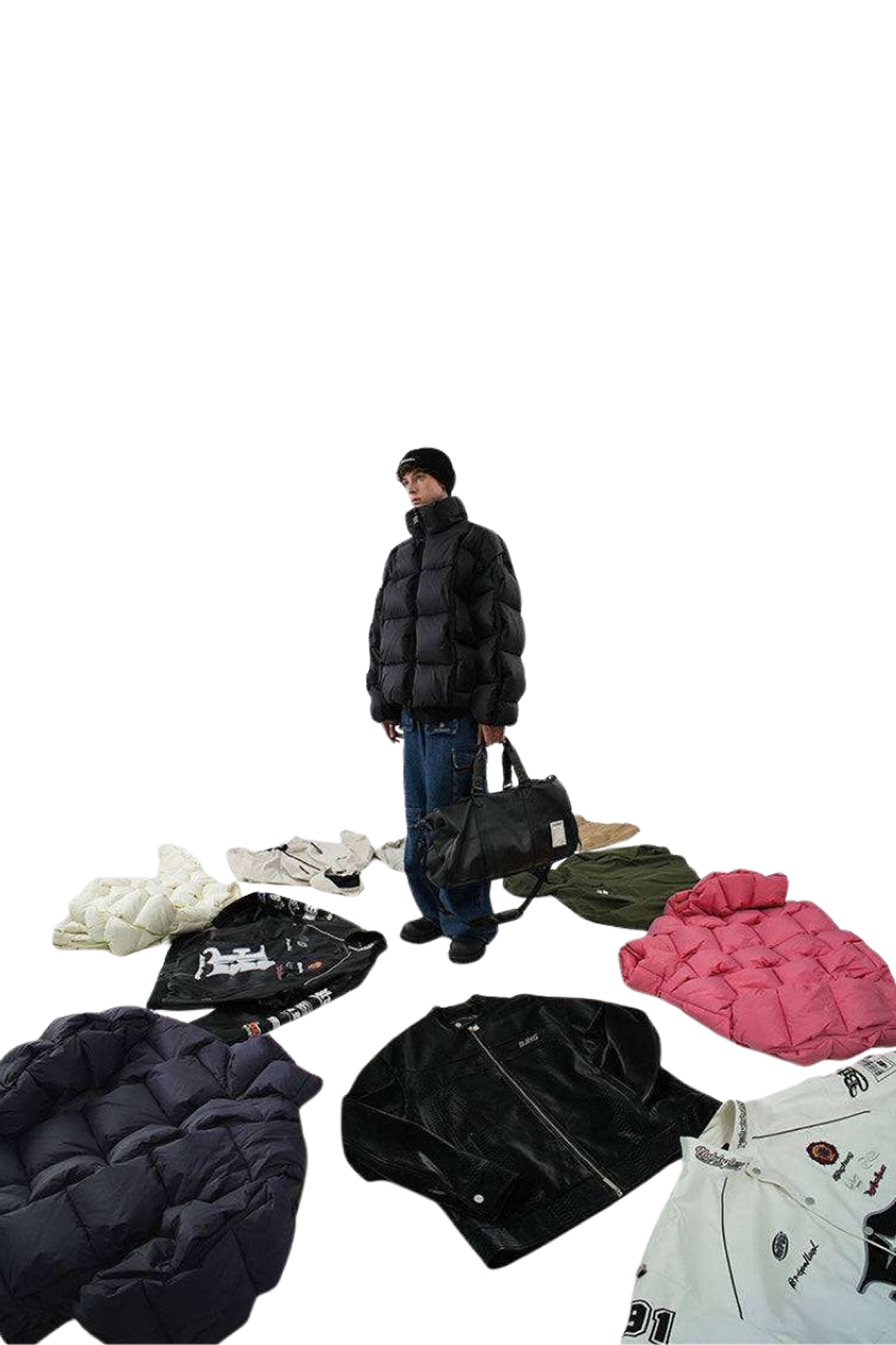 Diagramm-Pufferjacke - Schwarz